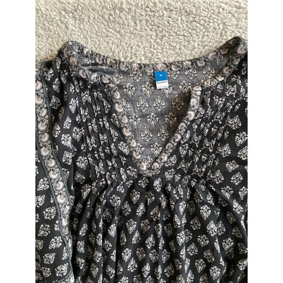 Old Navy Mini Dress 4x Boho Balloon Long Sleeve Baby Doll Belted Black Beach - Picture 3 of 16